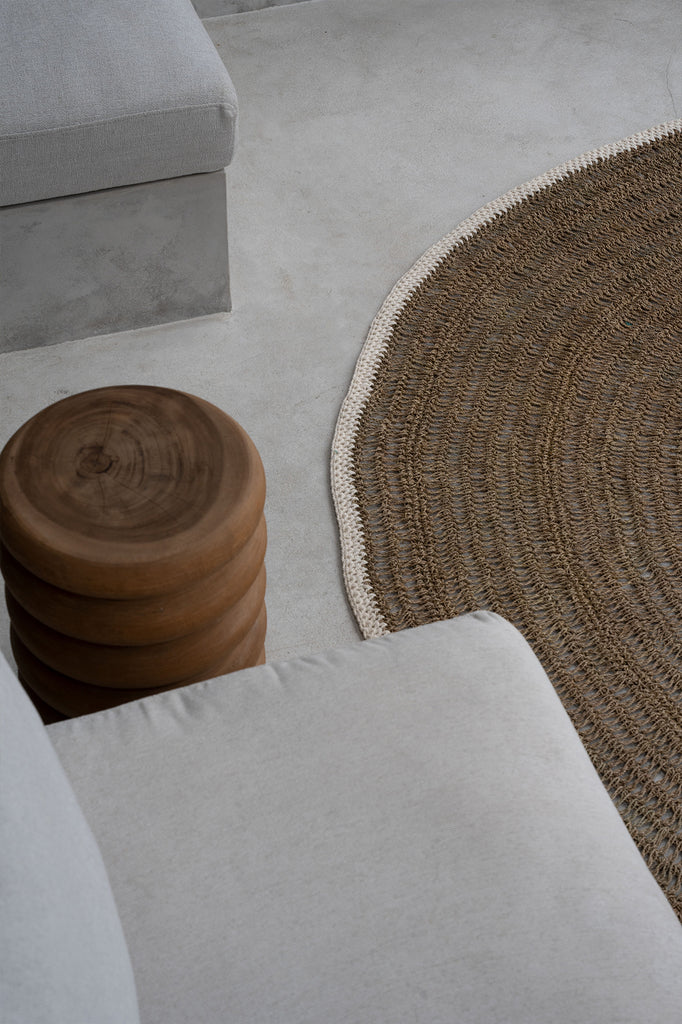 The Seagrass & Cotton Round Rug - Natural White - 150